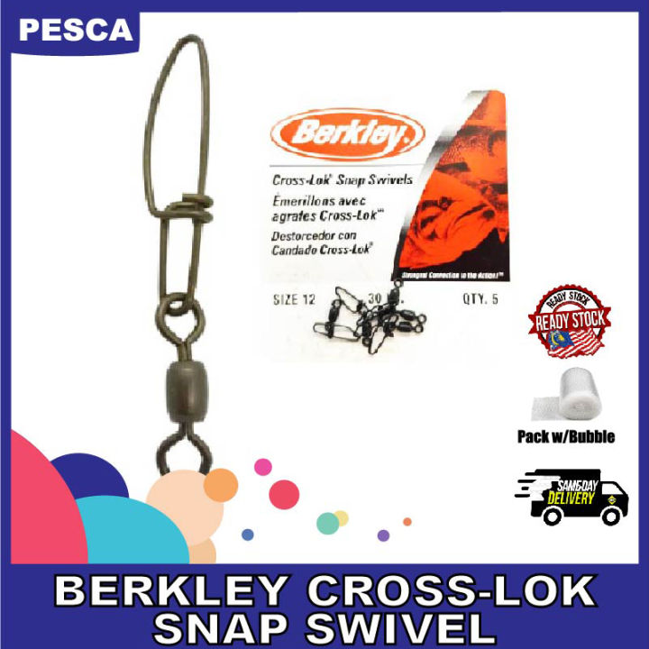 PESCA - BERKLEY Cross-Lok Snap Swivel Size 12, 07, 05, 03, 01, 1/0, 3/0  Fishing Accessories Kekili Kelili Kili Ready Stock Malaysia
