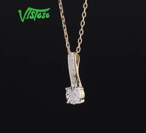 VISTOSO Genuine 9K 375 Yellow And White Gold Necklace For Women Sparkling Diamond Delicate Wedding Anniversary Fine Jewelry