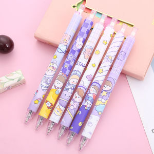 set 6 bút gel bấm hoạt tiết cute mực đen