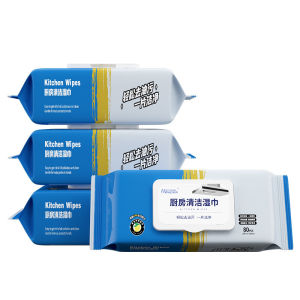80Pcs Extra-large Kitchen Cleaning Wet Wipes Disposable Oil Stains Removing Wipe Detergent Anti-Oil Tissue Paper