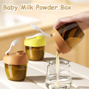 SDFSF ซีเรียลที่จำเป็น กล่องนมผงสำหรับทารก พร้อมช้อนนมผง กล่องอาหารสำหรับให้อาหาร กล่องเก็บอาหาร น่ารัก นมผง ภาชนะใส่ของว่างสำหรับเด็ก ท็อดเดิล