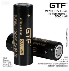 GTF 21700 5000mAh 3.7V Li-ion Rechargeable Battery for Outdoor Camping Handheld Flash Torches Vapcell Q2S-C Charger