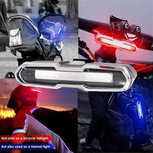 New Bike Tail Light Ultra Bright Bike Light USB Rechargeable LED Bicycle Rear Light 5 Light Mode Headlights with Red + Blue