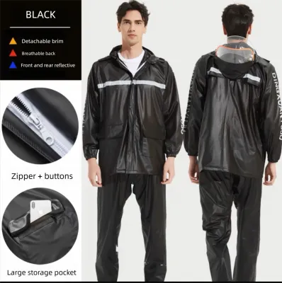 Raincoat motorcycle waterproof for men adult makapal raincoat ruberized for women terno original rain coat jacket for men heavy duty pants rain suit waterproof rainwear coat jacket clothes suit double brim eeusable split poncho raincoat gear