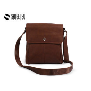 Shigetsu GERO plain black leather men sling bag crossbody bag shoulder bag for men sling bag sidebag