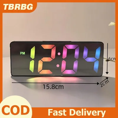 TBRBG นาฬิกาปลุกกระจกขนาดเล็ก LED นาฬิกาปลุกดิจิตอลอิเล็กทรอนิกส์ตั้งโต๊ะนาฬิกาดิจิตอลตั้งโต๊ะตกแต่งโต๊ะเครื่องมือขนาดเล็กอัจฉริยะสำหรับบ้าน