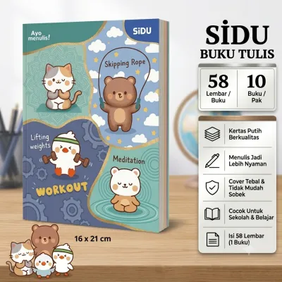BUKU TULIS SIDU 58 LEMBAR / BUKU TULIS BERGARIS [PACK-10 PCS]