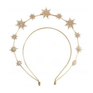 Double Layer Rhinestone Hair Hoop Alloy Headband with Hexagram Star Colorful Christmas Party Women Styling Headwear