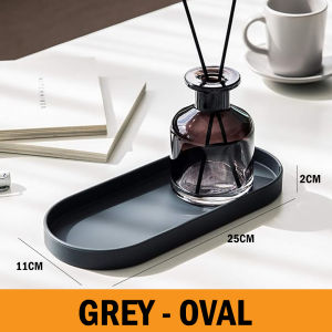 AKIRO HOME Oval Countertop Marble Silicone Tray Rectangle Bathroom Kitchen Non Slip Jewelry Tray Storage Vanity Tray Dulang Silikon 托盘