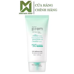 Kem Chống Nắng Vật Lý Nâng Tone Cho Da Dầu Make P:rem ( Prem ) UV Defense Me.No Sebum Sun Cream SPF50+ 50ML (Xanh lá)
