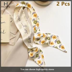 Hayating 2 5Pcs Retro Yellow Multifunctional Decoration Small Silk Scarf Temperament Headband Long Ribbon Headband Bow Hair Accessories