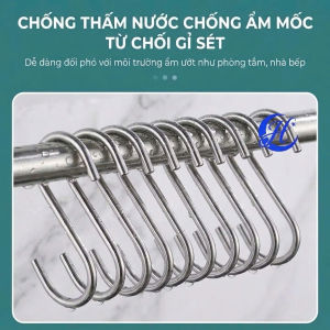 Móc treo đồ inox chữ S móc treo đò nhà tắm nhà bếp có nhiều cỡ lựa chọn
