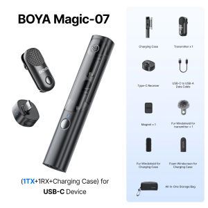 BOYA Magic Micro không dây biến hình hỗ trợ Mic Livestream khử tiếng ồn Micrô ve áo mini micro thu âm cho máy quay Vlog iPhone Android PC DSLR iPhone 15/16/17