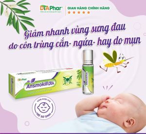Lăn muỗi Ansmokill giảm nhanh vùng sưng đau do muỗi đốt côn trùng cắn - Lọ 10ml