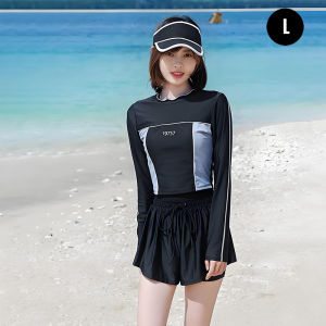 NLONKE Women Long Sleeved Skirt Style Swimsuit Fashionable Split Swimsuit Hot Summer Vacation Sun protection Swimsuit