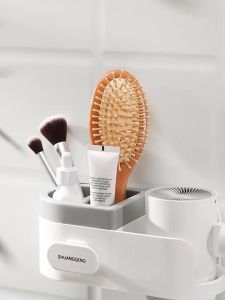 AE Bathroom hair dryer holder no-drill wall-mounted hair dryer rack hair dryer shelf bathroom storage rack wall-mounted hair dryer holder