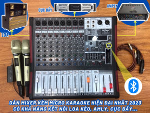 Dàn Mixer MAX 12 Kèm Micro Q02 Không Dây Cao Cấp Karaoke Hiện Đại Nhất 2024 Có Khả Năng Kết Nối Loa Kéo Amly Cục Đẩy...