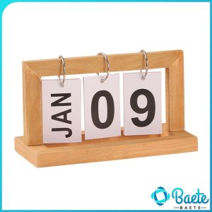 Baete Desk Calendar Wooden Home Decoration Simple Style Room Decoration Creative Desktop Calendars Black
