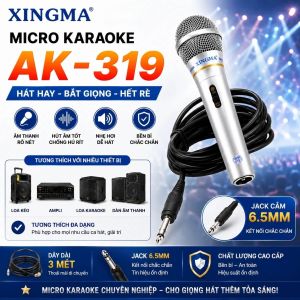 Mic hát Karaoke XINGMA AK-319 hát gia đình Micro Có Dây dài 3m rắc cắm 6.5mm phù hợp mọi loại loa kéo amply loa bluetooth karaoke mic hát giá rẻ chống hú chống rè