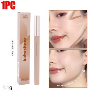 2-In-1 3D Contouring Pen Long Lasting Waterproof Matte Bronzer Stick Nose Shadow Contour Pen with Brush Facial Contour Makeup