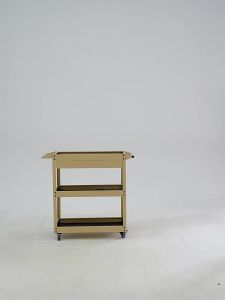 Nordic three-layer cold-rolled steel storage rack with wheels for coffee shop storage industrial style tool cart