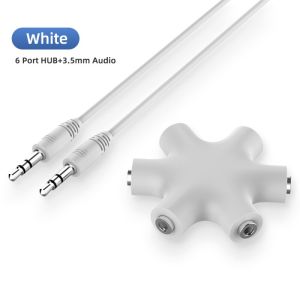 3.5mm Jack 6 Way Multi Port Hub Aux Headphone Splitter Audio Cable Adapter