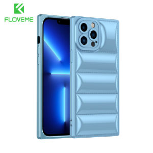 FLOVEME Luxury Plating Phone Case For iphone 13 12 11 Pro Max X XR XS Max 7 8 Plus Square Down Jacket Lens Protection TPU Shockproof Back Cover