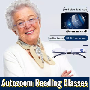 Autozoom Reading Glasses Anti Blue Light Anti Radiation Presbyopia Glasses Frameless HD 100-700 Degrees Eyeglasses