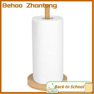 Behoo Kitchen Wooden Roll Paper Towel Holder Bathroom Tissue Vertical Stand Disposable Paper Pot Kitchen Toilet Storage Accessories