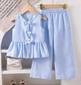FREE SHIPPING & COD Casual Classy Elegant  Summer Wear GIRL Front Ribbon Top and Pants for Girl Kids - 2 to 14 years old   - classy and elegant - timeless classic  - timeless piece - casual office  party - classic piece - super kapal ng tela - hindi kay