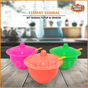TEMPAT SAMBAL + SENDOK - Wadah Tutup / Wadah Saos dan Kecap