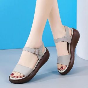 2025Fashion Leather Flat Sandals for Women New Summer Thick Soled Non Slip Style8/27