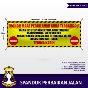 banner spanduk jalan ini sedang diperbaiki / spanduk pengecoran jalan / spanduk jalan ditutup