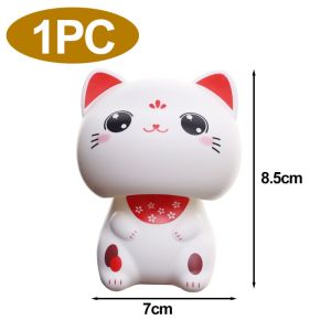 [Woken] 2 cái con mèo may mắn năng lượng mặt trời đong đưa Bảng điều khiển xe hơi Mèo Hộp giữa xe trang trí trang trí mang lại may mắn Phụ Kiện Xe Hơi