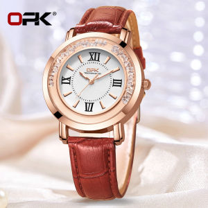 OPK Leather Watch For Woman Waterproof Original Brown Relo for Women With Box Luminous Quartz Ladies Wristwatch Student Fashion Brand【Ready Stock】