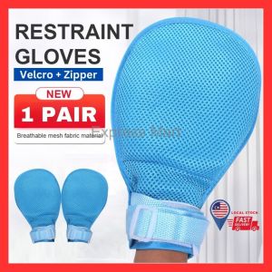 (LOCAL STOCK) 2PCS  Dementia Restraint Glove Hand Finger Fixing Strap Control Mitts Safety Constraint Gloves to Prevent Scratching for Elderly