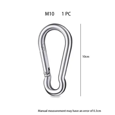 4 Inch Carabiner Stainless Steel M10 Snap Spring Hook Heavy Duty Clips Link for Hiking Camping Keychain Fishing Climbing Traveling Swing Hammock Gym Dog LeashM12