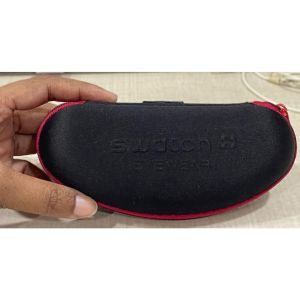 [READY STOCK] Authentic Swatch Eyewear Case - Limited Edition Zippered Sunglasses Pouch - Black/Red