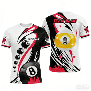 [Local Stock] VCC Fashion Billiards Sports Mens T Shirt 3D Printed Customize Name Short Sleeve T-shirts Summer Personalization Club Team Clothing