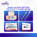 BD Ultra Fine 6mm Insulin Syringe 1ml 31GA (Box of 100's). 
