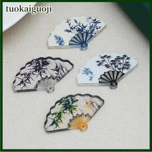 tuokaiguoji 10Pcs Trung Quốc Phong Cách Cổ Điển Tre In Fan Quyến Rũ Cho Bông Tai Keychain Tự Làm Mặt Dây Chuyền Trang Sức Làm Phụ Kiện Chất Liệu