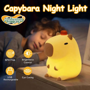 AODUOYAYA Cute Capybara Night Light Kids Silicone Rechargeable Bedside Sleep Night Lamp Bedroom Decor Gift