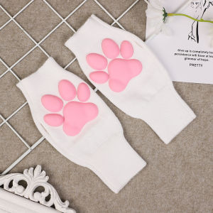 Cross-border hot 3d 3D Silicone Cat Paw Pads Cute Plush Knitted Fingerless Gloves Wholesale