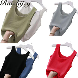 Ruizhijzg Ready stock M-5XL Tank Top Women singlet Plus Size Suspender Vest Ladies Slim Fit Inner Wear Bottom Shirt Sleeveless Camisoles