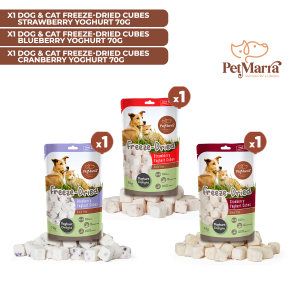 PetMarra Dog and Cat Freeze Dried Yoghurt Cubes All Flavors 70g ASSORTED BUNDLE OF 3 - PetMate