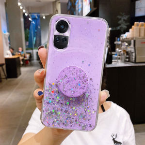Phone Case OPPO Reno10 5G Reno10pro sequins design thin clear soft silicone Casing OPPO Reno 10 Pro 5G Phone cover with Phone holder
