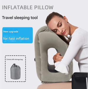 Inflatable Travel Air Sleeping Pillow Support Head Chin Neck Cushion for Airplane Train Car Office (Singapore Seller)