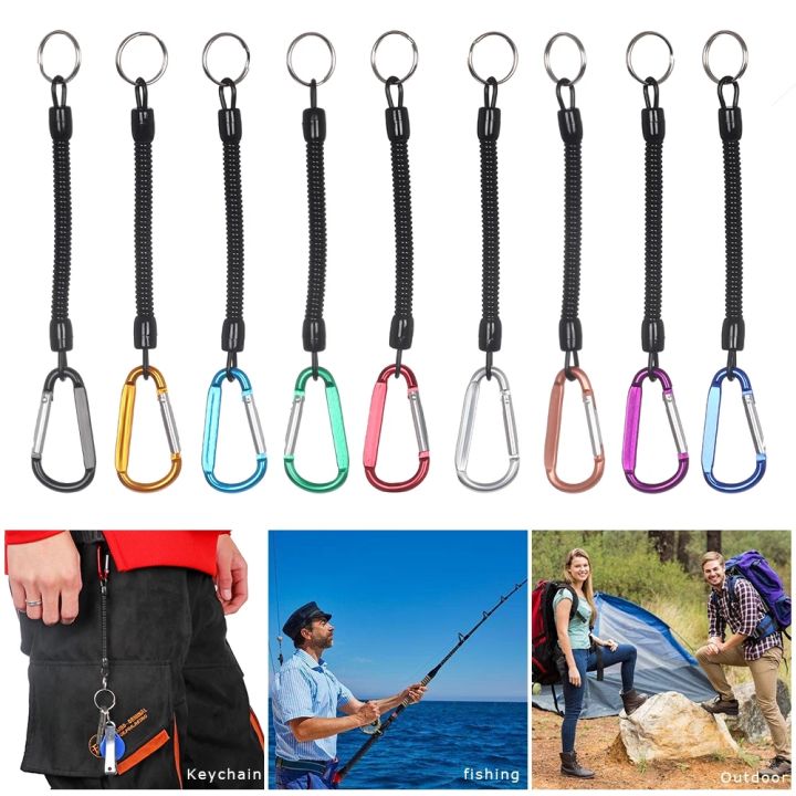 Tactical Retractable Spring Elastic Rope Security Gear Tool Hiking Camping  Anti-lost Phone Keychain Fishing Lanyards Outdoor