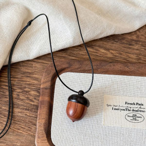 Hmeme สร้อยคอยาวจี้ลูกโอ๊กแบบเปิดใช้งานสุดสร้างสรรค์สำหรับผู้หญิงผู้ชายสเวตเตอร์มีโซ่ของขวัญเครื่องประดับ