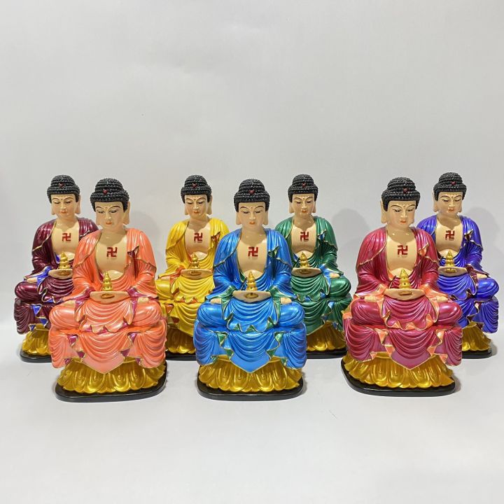 Bộ 7 Tượng Dược Sư Lưu Ly Quang Vương Phật 18cm Nhiều Màu Có Pháp Khí ...